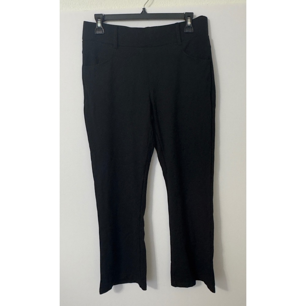 Maze Collection Dress Pants Womens Large Black Stretch Flare Leg Pull On Office